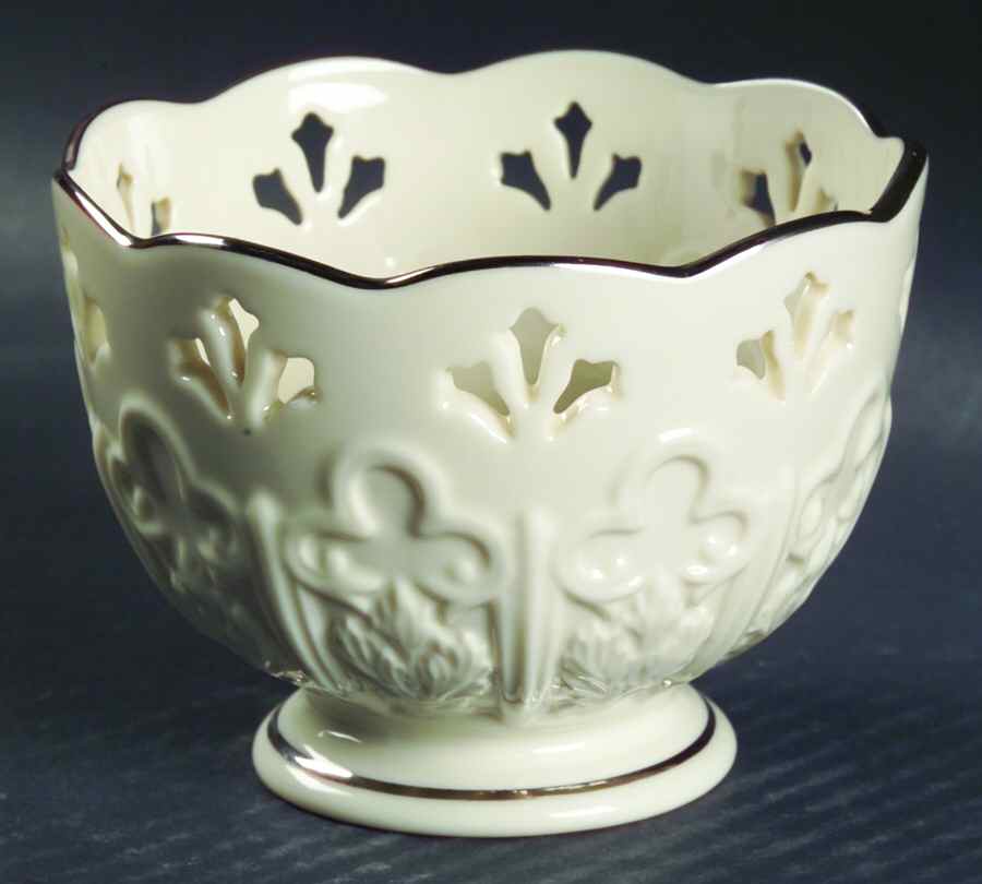 Fleur de Lis Collection Platinum Pierced Treat Bowl by Lenox-1