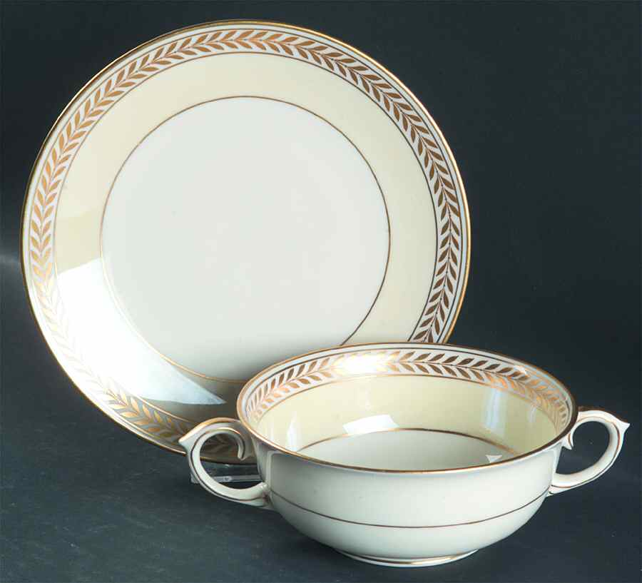 SCE113 Footed Cream Soup Bowl & Saucer Set by Scammell-1