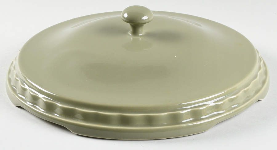 Woven Traditions Sage Ceramic Lid for 10" Pie Baking Plate by Longaberger-1