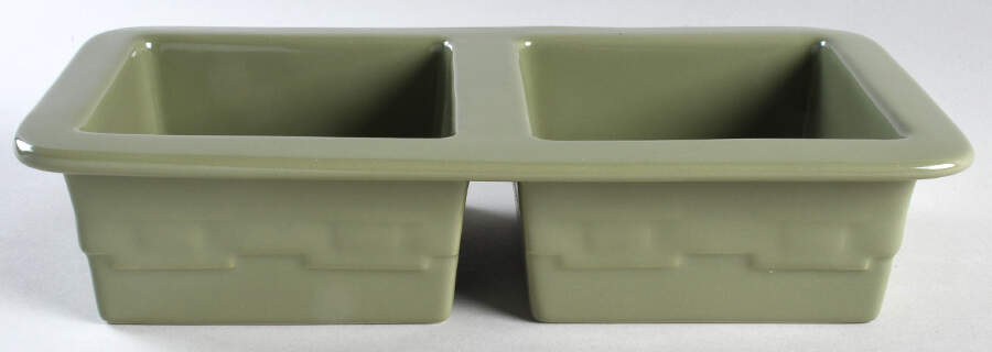 Woven Traditions Sage Rectangular Divided Vegetable Bowl by Longaberger-1