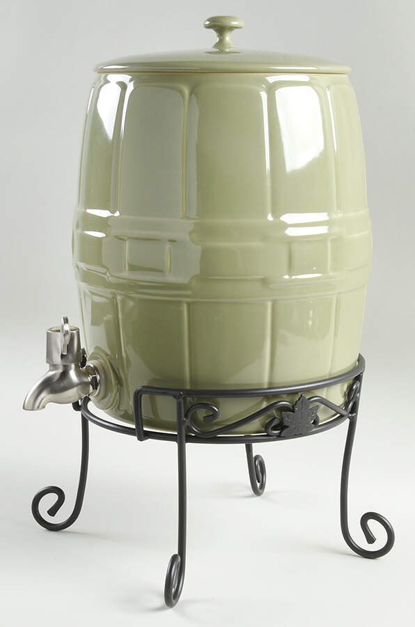 Woven Traditions Sage Beverage Server & Metal Stand by Longaberger-1