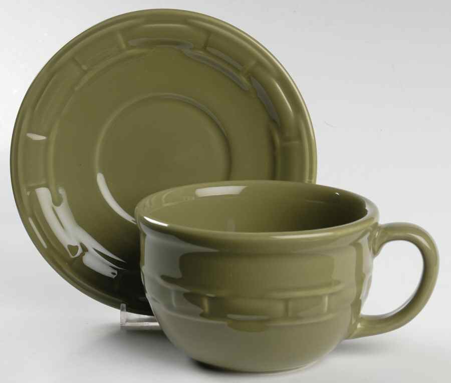 Woven Traditions Sage Cappuccino Cup & Saucer Set by Longaberger-1