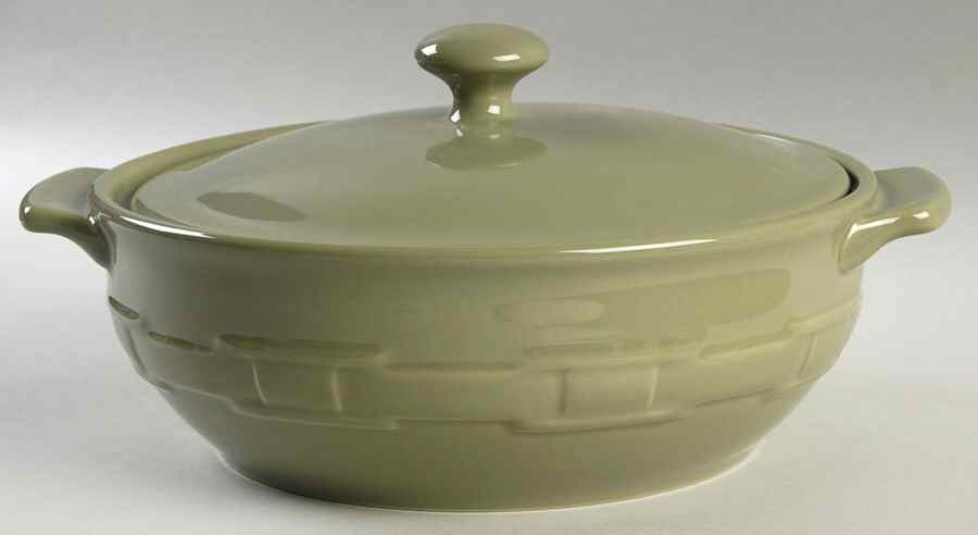 Woven Traditions Sage 2 Qt Round Covered Casserole by Longaberger-1