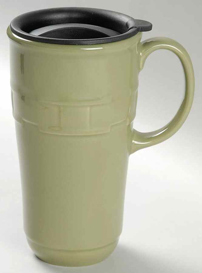 Woven Traditions Sage Travel Mug & Plastic Lid by Longaberger-1