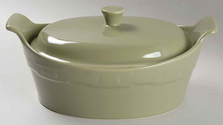Woven Traditions Sage 2 Quart Oval Covered Casserole by Longaberger-1