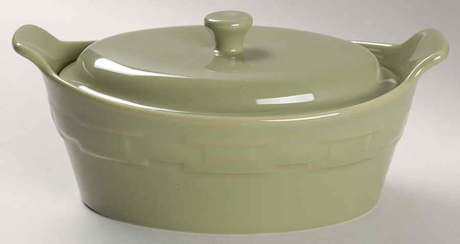 Woven Traditions Sage 20 Oz Small Oval Covered Casserole by Longaberger-1
