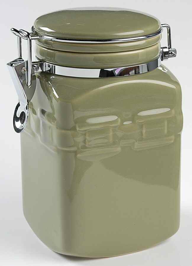 Woven Traditions Sage Square Coffee Canister with Hinged Lid by Longaberger-1