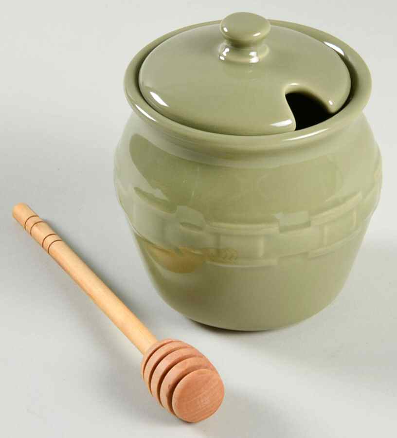 Woven Traditions Sage Honey Pot & Lid by Longaberger-1
