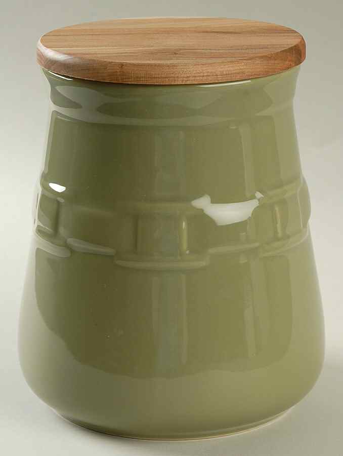 Woven Traditions Sage Kitchen Crock & Wood Lid by Longaberger-1