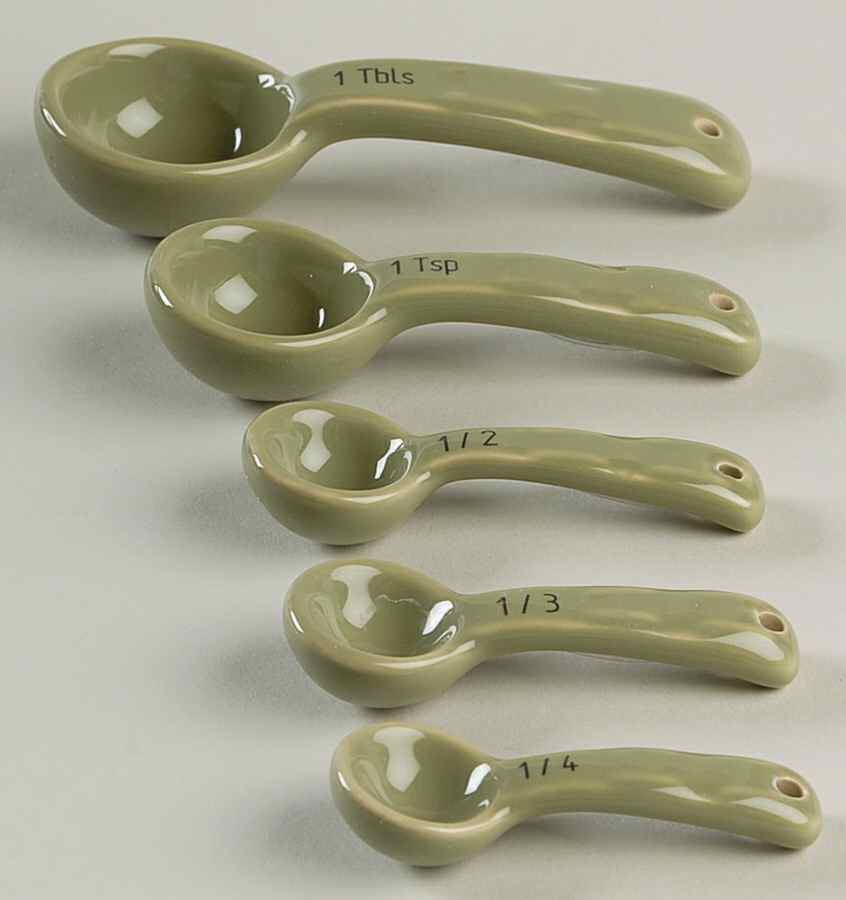 Woven Traditions Sage (5 Pc) Ceramic Measuring Spoon Set by Longaberger-1