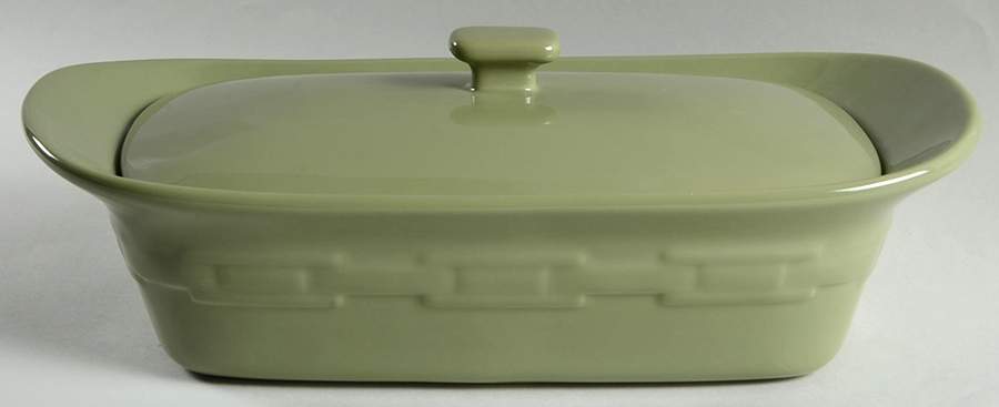 Woven Traditions Sage 2.75 Quart Rectangular Casserole with Lid by Longaberger-1