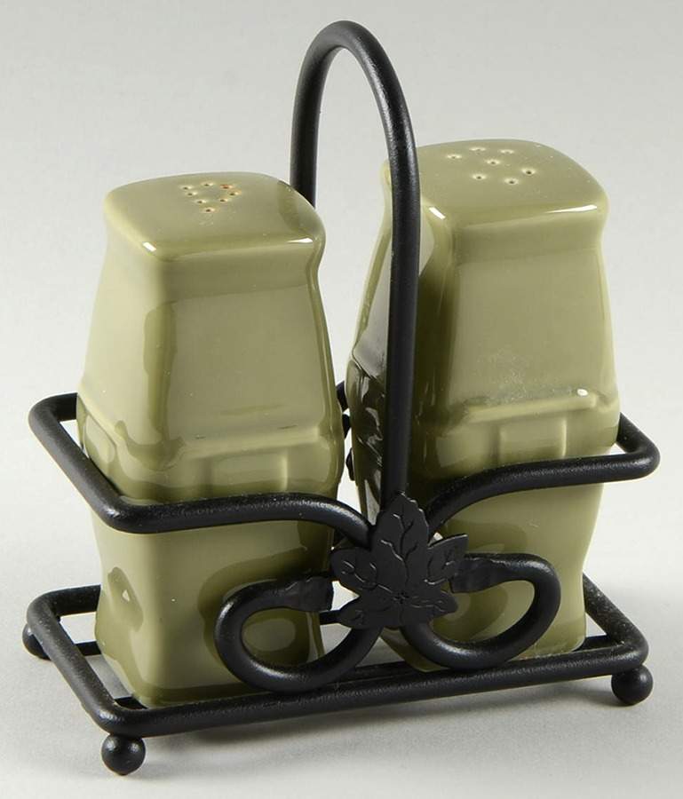 Woven Traditions Sage Salt & Pepper w/Metal Stand (SAPM2) by Longaberger-1