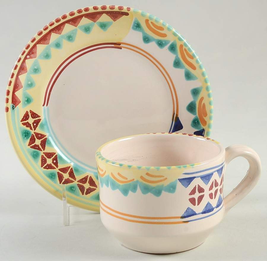 LMA3 Flat Cup & Bread & Butter Plate/Saucer Set by Lamas (Italy)-1