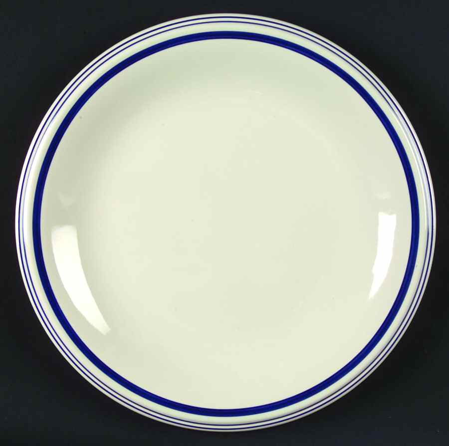 Cafe Stripe Blue (LR021, LR050) Dinner Plate by Ralph Lauren China-1