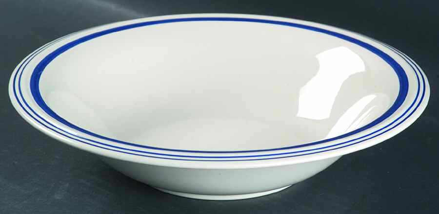 Cafe Stripe Blue (LR021, LR050) 9" Round Vegetable Bowl by Ralph Lauren China-1