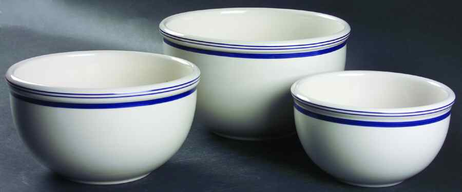 Cafe Stripe Blue (LR021, LR050) (3 Piece) Mixing Bowl Set by Ralph Lauren China-1