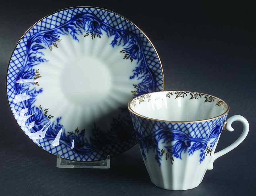 Blue Rhapsody Flat Cup & Saucer Set by Lomonosov-1