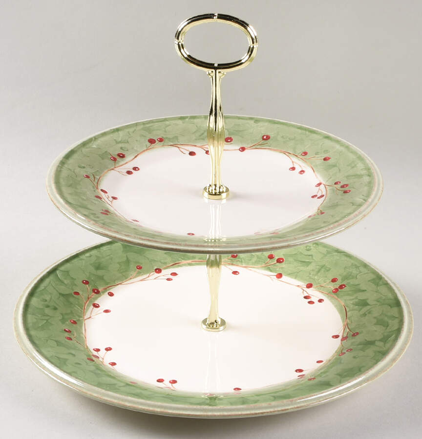 Holiday Gatherings Damask 6 5/8"-10"  2 Tiered Serving Tray (Dp, Sp) HC by Lenox-1