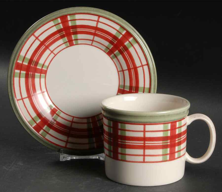 Holiday Gatherings Plaid Flat Cup & Saucer Set by Lenox-1