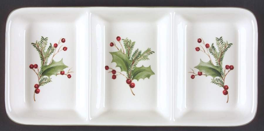 Holiday Gatherings Holiday Berry 3 Part Rectangular Divided Server by Lenox-1