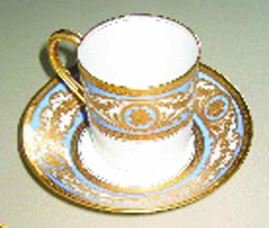 Editions Paradis Flat Demitasse Cup & Saucer Set by Limoges-French-1