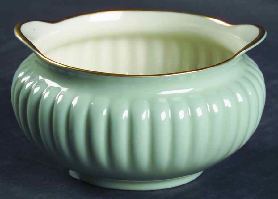 L94-Sage Green Open Sugar Bowl by Lenox-1