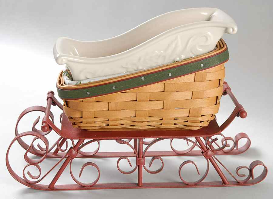 Baskets 2007 Holilday Helper Set w/Sleigh Bowl & Runner by Longaberger-1