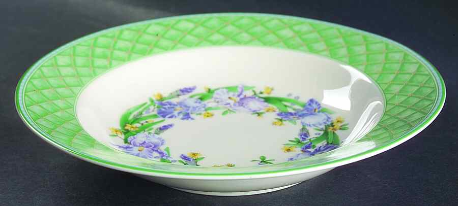 Flower Blossom Collection (Green Trim) Rim Soup Bowl by Lenox-1