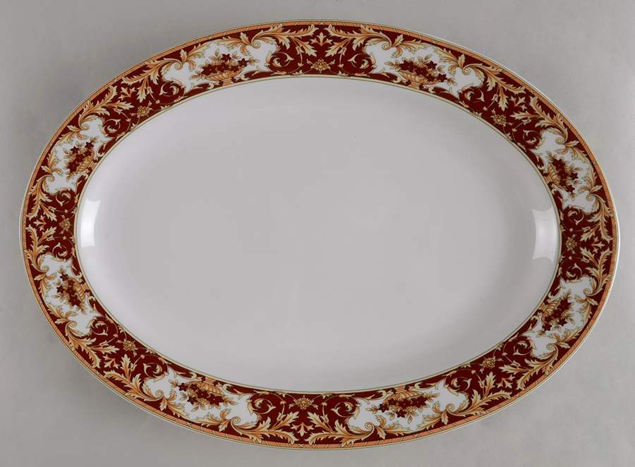 Palazzo Red 14" Oval Serving Platter by Lynn's China-1