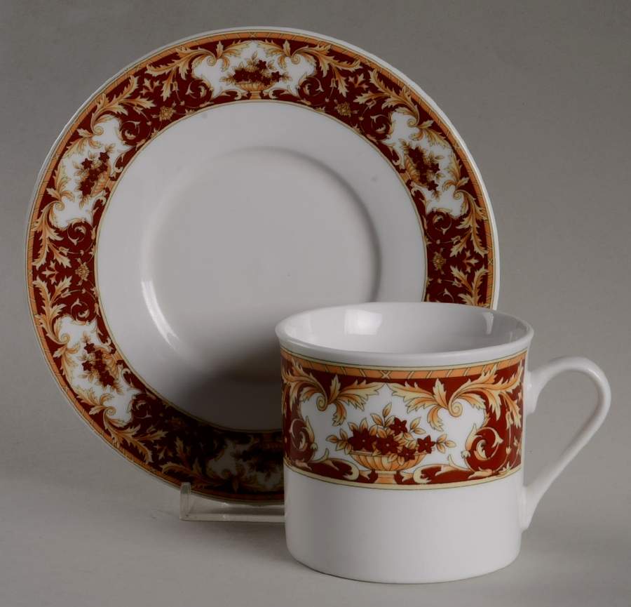 Palazzo Red Flat Cup & Saucer Set by Lynn's China-1
