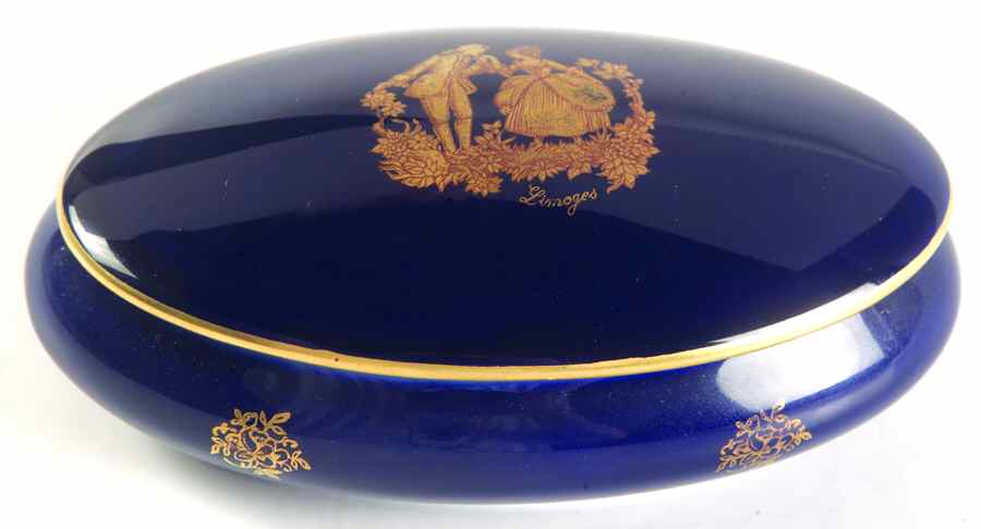 Marquise Oval Box & Lid by Limoges Castel-1
