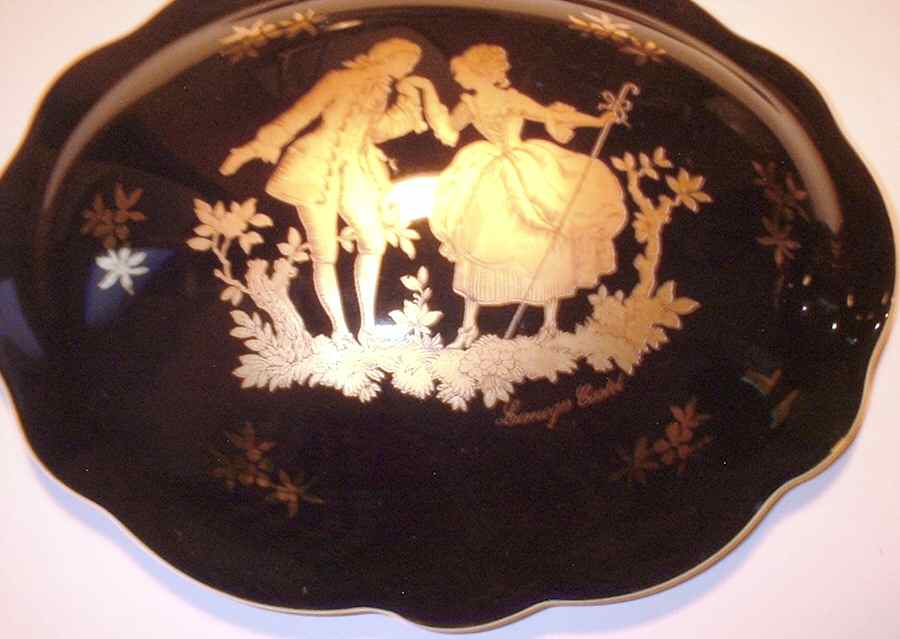Marquise Oval Box & Lid 5" by Limoges Castel-1