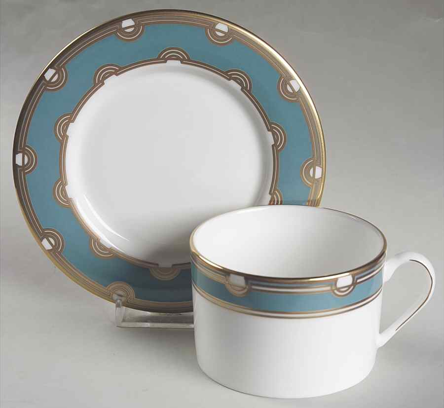 Corona Grove Aqua Flat Cup & Saucer Set by Lenox-1