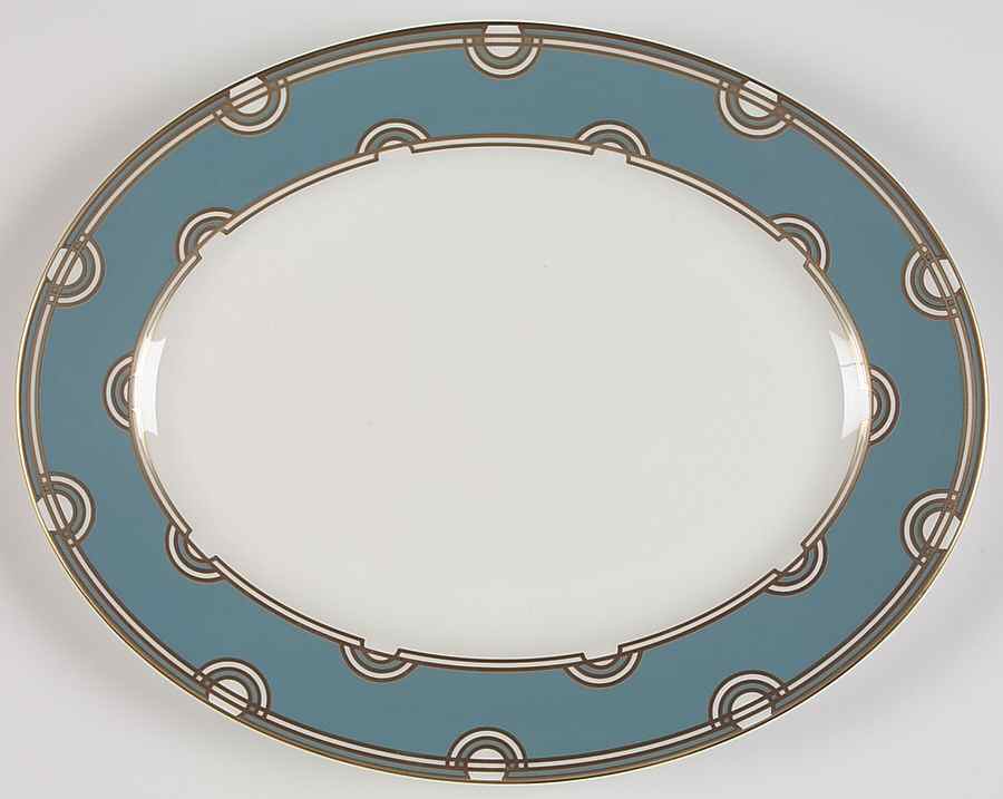 Corona Grove Aqua 13" Oval Serving Platter by Lenox-1