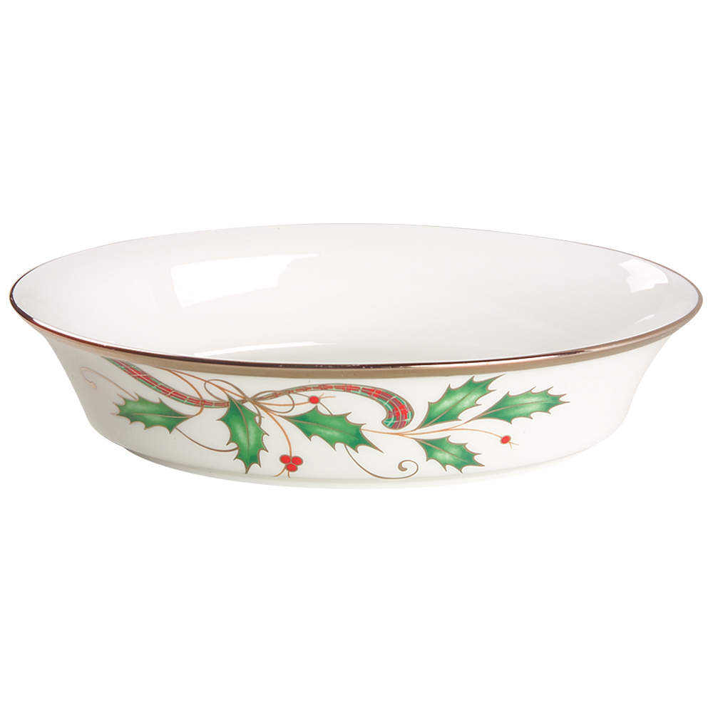 Holiday Nouveau Platinum (White) 10" Oval Vegetable Bowl by Lenox-1