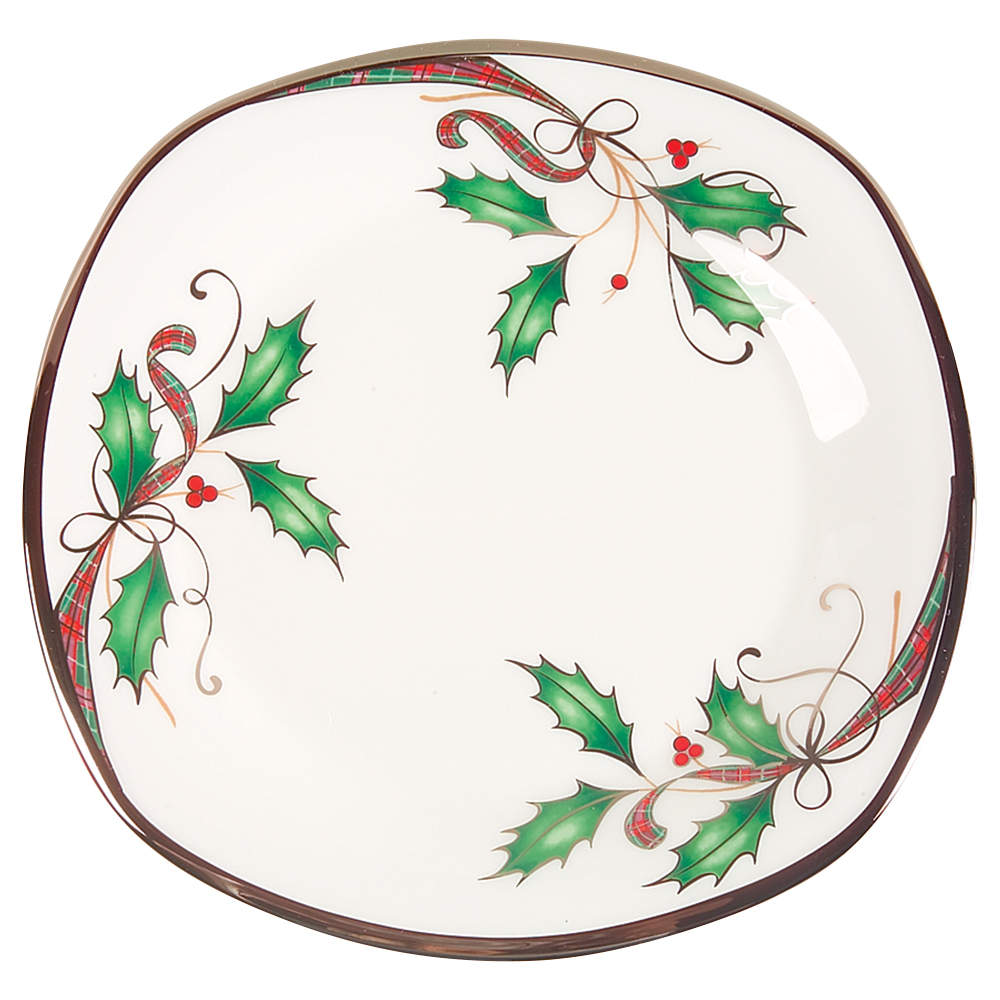 Holiday Nouveau Platinum (White) Square Salad Plate by Lenox-1