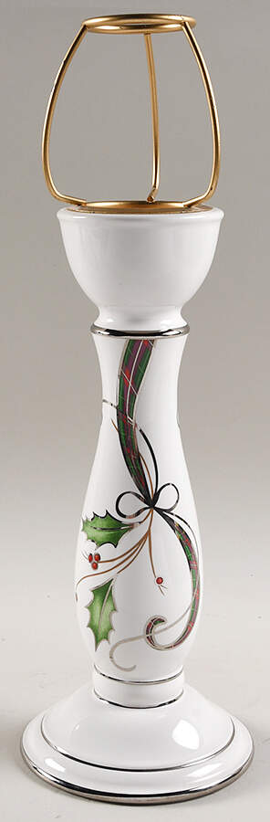 Holiday Nouveau Platinum (White) Candlestick Lamp No Shade by Lenox-1