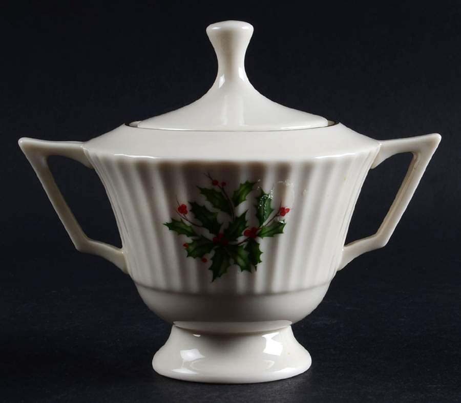 Hollyberry (No Enamel) Sugar Bowl & Lid by Lenox-1