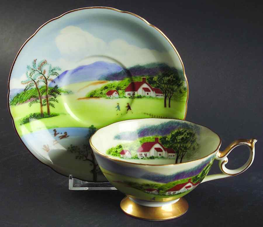 Four Seasons Footed Cup & Saucer Set by Lefton-1