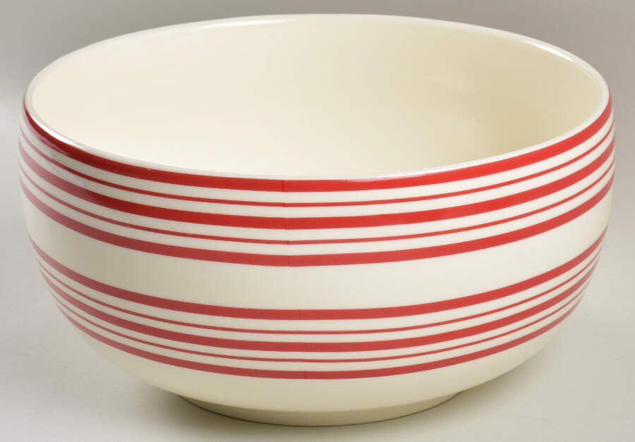 Cafe Stripe Red 11" Large Salad Serving Bowl by Ralph Lauren China-1