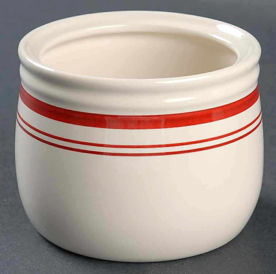 Cafe Stripe Red Sugar Bowl No Lid by Ralph Lauren China-1
