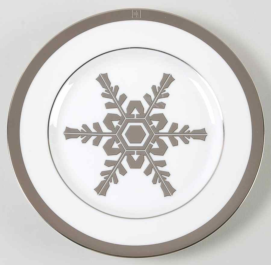 Let It Snow Platinum Dessert/Pie Plate by Ralph Lauren China-1