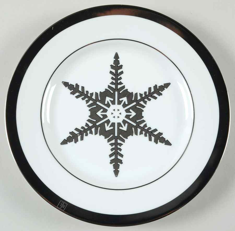 Let It Snow Platinum Dessert/Pie Plate by Ralph Lauren China-1