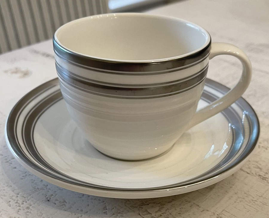 Morgan Platinum Flat Cup & Saucer Set by Ralph Lauren China-1
