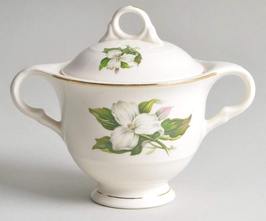 Trillium Sugar Bowl & Lid by Limoges-American-1