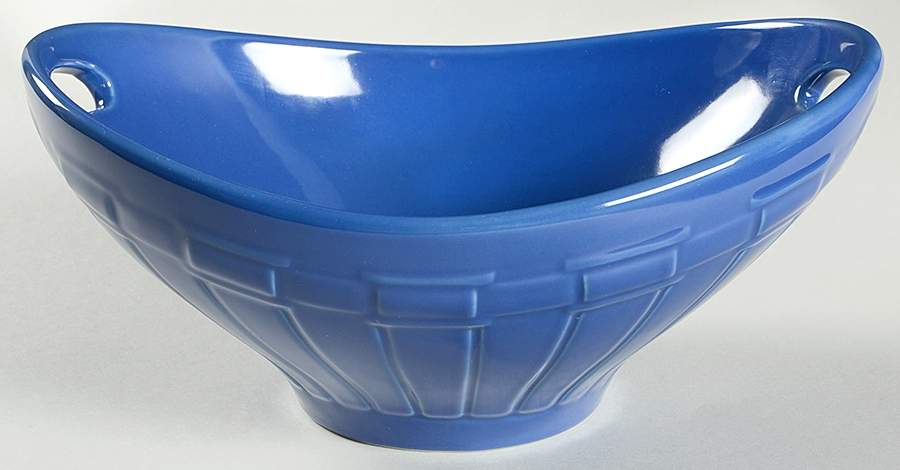 Woven Traditions Cornflower 10" Oval Handled Bowl by Longaberger-1