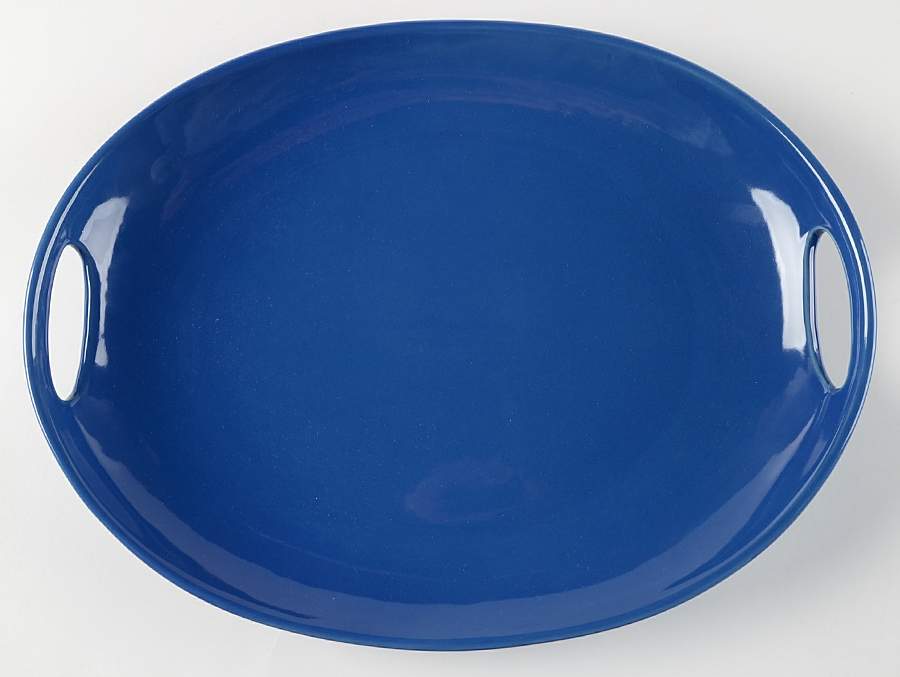 Woven Traditions Cornflower 14" Oval Handled Tray by Longaberger-1