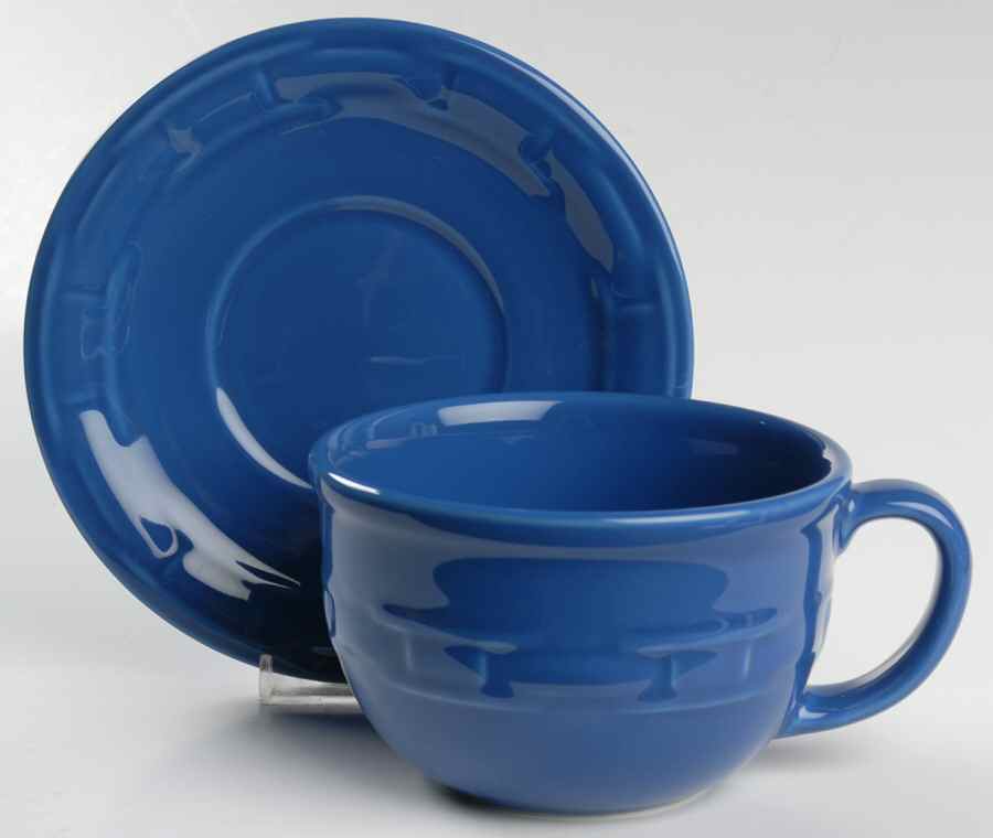 Woven Traditions Cornflower Cappuccino Cup & Saucer Set by Longaberger-1