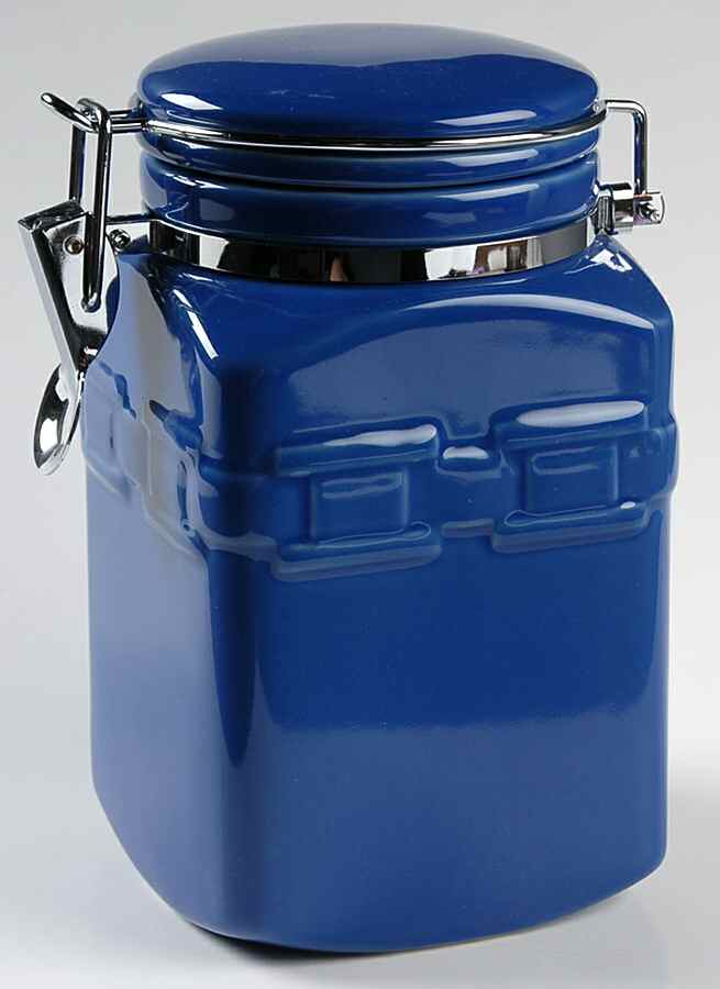 Woven Traditions Cornflower Square Coffee Canister with Hinged Lid by Longaberger-1