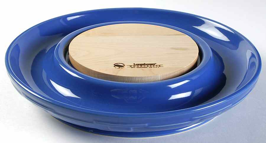 Woven Traditions Cornflower Round Cheese & Cracker Tray w/Wood Cutting Board by Longaberger-1
